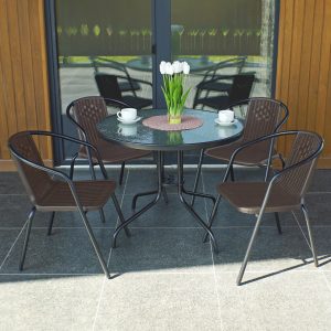 Набір комплект садових меблів 4Points Prato-4 80см великий круглий стіл і 4 крісла з ротанга для саду, кафе