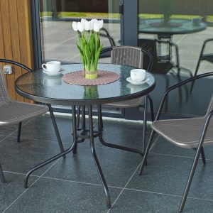 Набір комплект садових меблів 4Points Prato-3 80см великий круглий стіл і 3 крісла з ротанга для саду, кафе