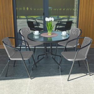 Набір комплект садових меблів 4Points Prato-4 80см великий круглий стіл і 4 крісла з ротанга для саду, кафе