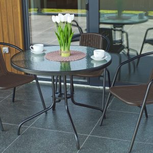 Набір комплект садових меблів 4Points Prato-3 80см великий круглий стіл і 3 крісла з ротанга для саду, кафе