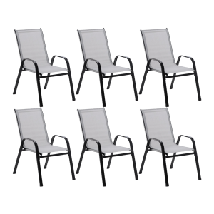 Комплект садових стільців 6 шт 4P Udine із текстилену для вулиці на металевій рамі для саду, тераси, балкона С