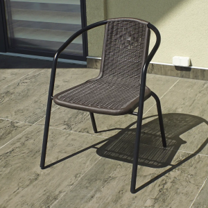 УЦІНКА! Садовий вуличний стілець 4P Prato з цільнолитого штучного ротангу для вулиці кафе саду та дачі Коричневий