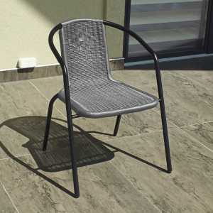 УЦІНКА! Садовий вуличний стілець 4P Prato з цільнолитого штучного ротангу для вулиці кафе саду та дачі Сірий