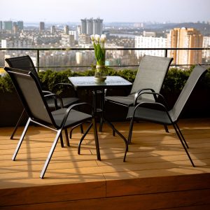 Набір комплект садових меблів Grado-4 квадратний стіл 60x60 см та 4 стільці з текстилену для саду, тераси, балкона Чорний