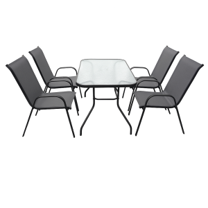 Набір комплект садових меблів 140х80см Toscana-4 посилений прямокутний стіл та 4 стільці з текстилену для саду тераси Cірий