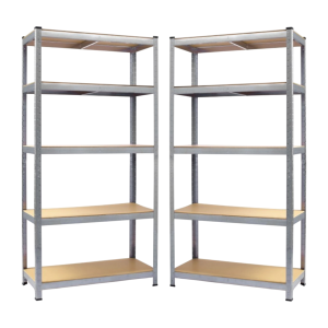 Комплект стелажів 2шт. 4Р StrongShelf 150X70X30см оцинкований 5 полиць МДФ загальне навантаження до 750 кг для складу комори гараж