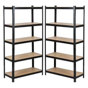 Комплект стелажів 2шт. 4Р StrongShelf 150X70X30см чорний 5 полиць МДФ загальне навантаження до 750 кг для складу комори гараж