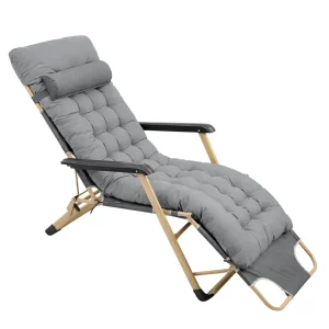 Шезлонг 4Points Cloud з подушкою-підголівником і матрацом розкладачка крісло садове лежак складаний для будинку дачі саду Сірий
