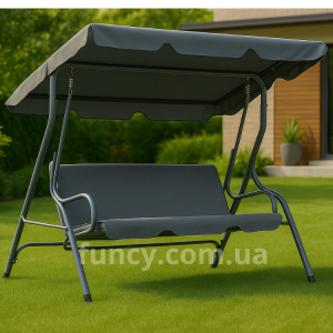 Гойдалка садова 4P Garden 180х110см посилена 3 х місцева металева з тентом з м'яким диваном для дачі саду саду будинку С