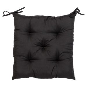 Подушка на стілець 40х40см Fibra квадратна на зав'язках для садових стільців тканина Чорний