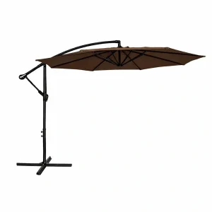 Садова розкладна парасоля з нахилом 4Points Sunny на 8 спиць на бічній стійці велика кутова для саду дачі вулиці Коричневий