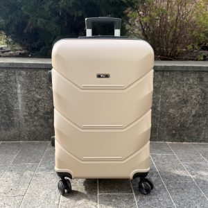 Валіза дорожня пластикова 4Points ONE середня М з висувною телескопічною ручкою на подвійних колесах Шампань