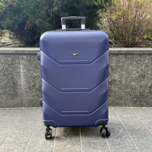 Валіза дорожня пластикова 4Points ONE середня М з висувною телескопічною ручкою на подвійних колесах Темно-синій