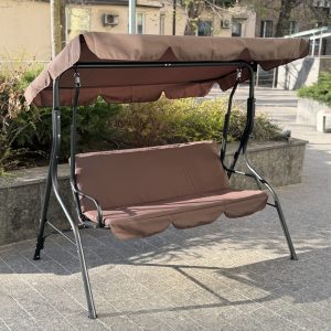 Гойдалка садова 4Р Garden 180х110см посилена 3 х місцева металева з тентом з м'яким диваном для дачі саду саду будинку К